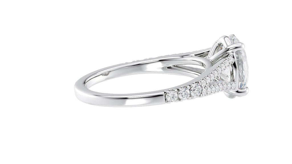 Oval Solitaire Split Diamond Band Engagement Ring
