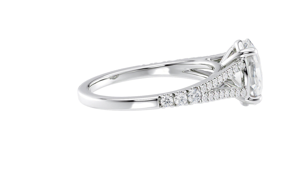 Oval Solitaire Split Diamond Band Engagement Ring