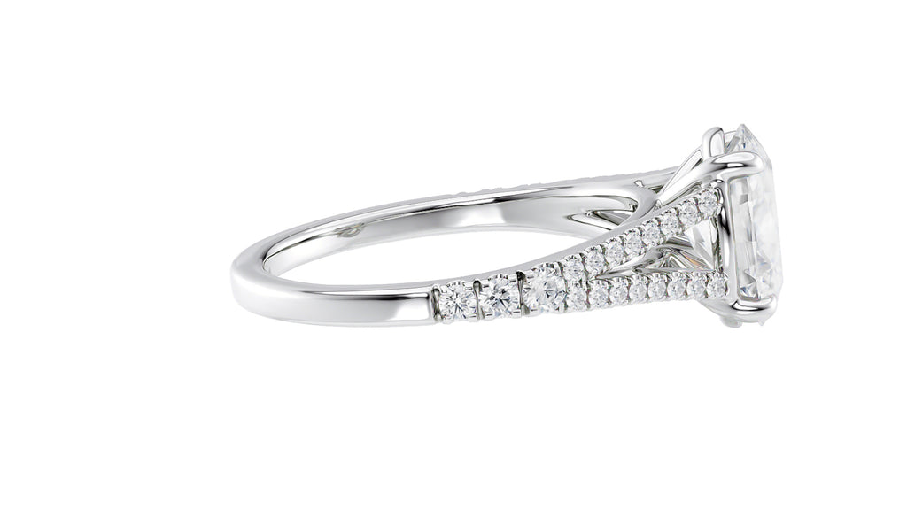 Oval Solitaire Split Diamond Band Engagement Ring