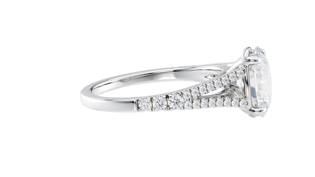 Oval Solitaire Split Diamond Band Engagement Ring