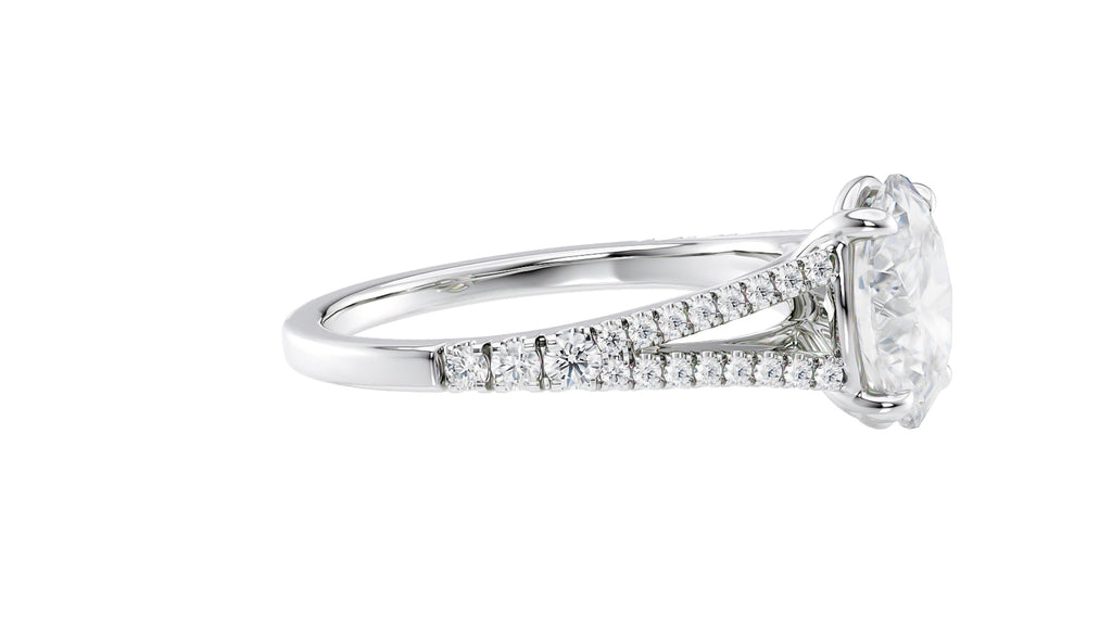Oval Solitaire Split Diamond Band Engagement Ring