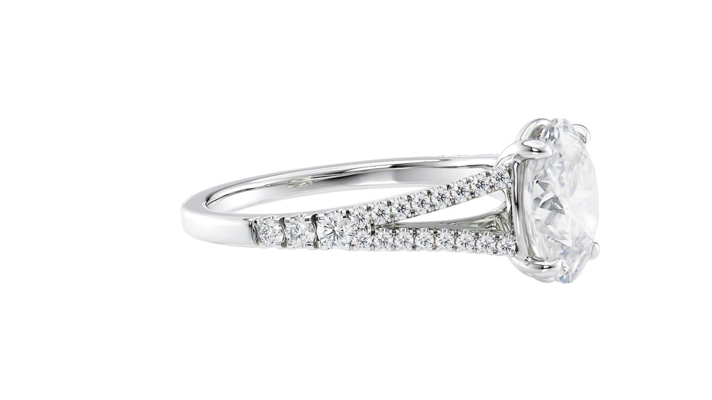 Oval Solitaire Split Diamond Band Engagement Ring