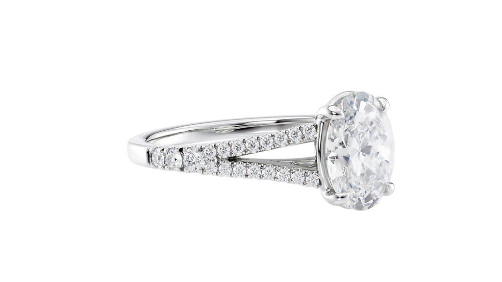Oval Solitaire Split Diamond Band Engagement Ring