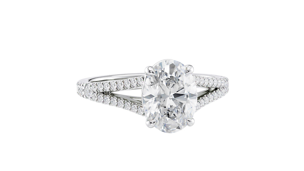 Oval Solitaire Split Diamond Band Engagement Ring