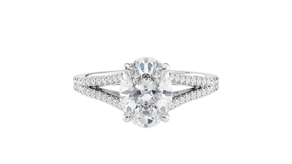 Oval Solitaire Split Diamond Band Engagement Ring