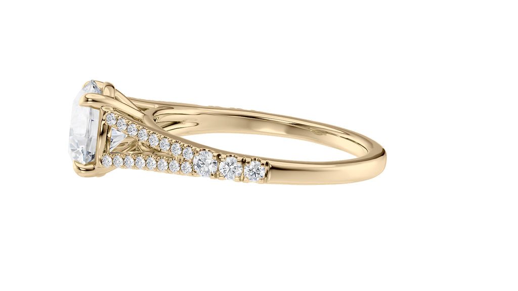 Round Solitaire Split Diamond Band Engagement Ring
