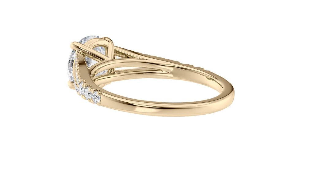 Round Solitaire Split Diamond Band Engagement Ring