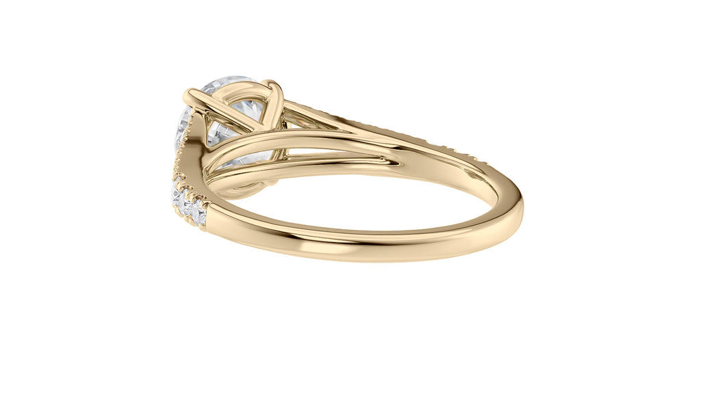 Round Solitaire Split Diamond Band Engagement Ring