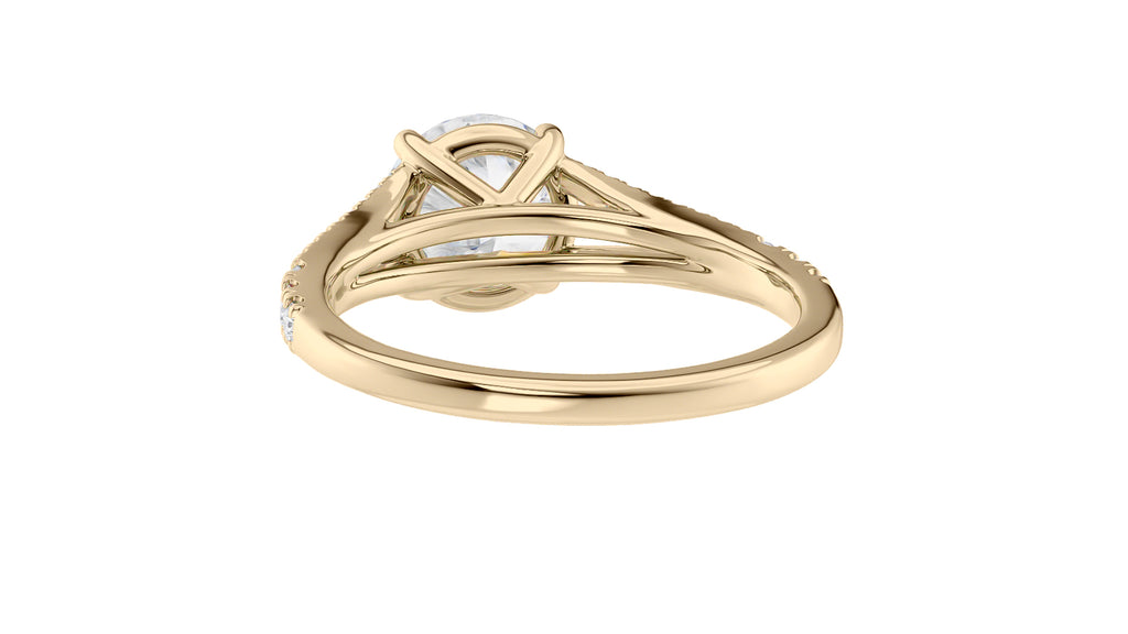 Round Solitaire Split Diamond Band Engagement Ring