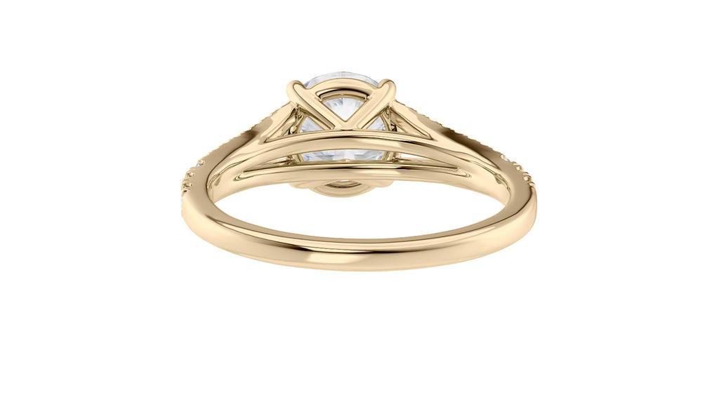 Round Solitaire Split Diamond Band Engagement Ring
