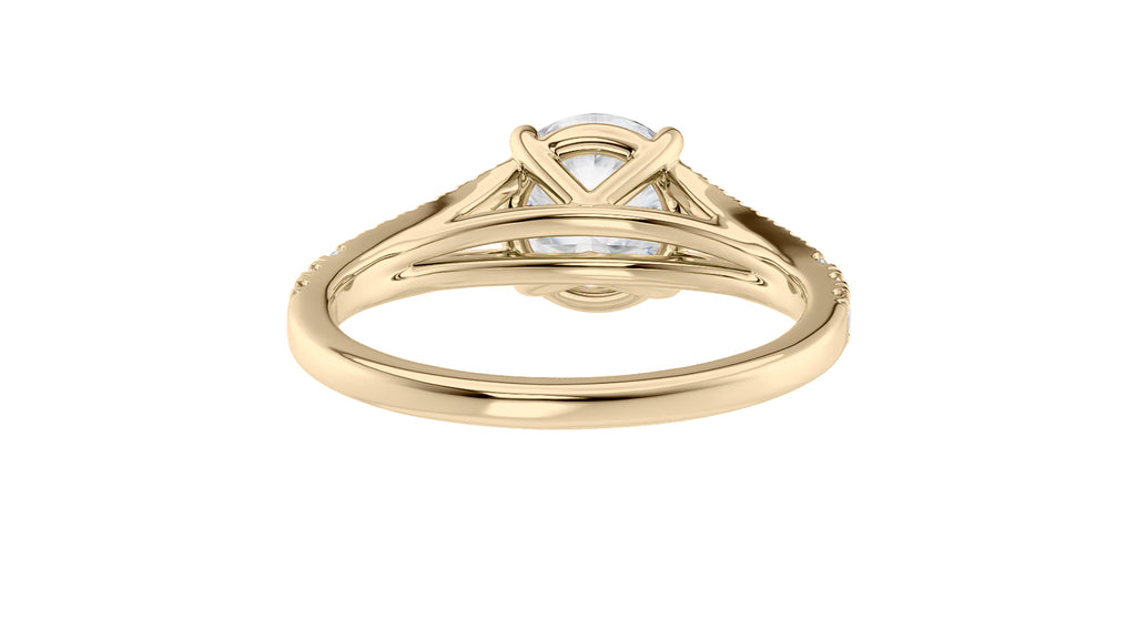 Round Solitaire Split Diamond Band Engagement Ring