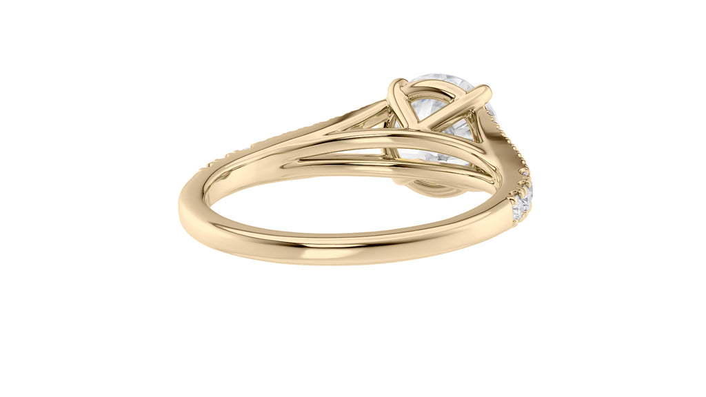 Round Solitaire Split Diamond Band Engagement Ring