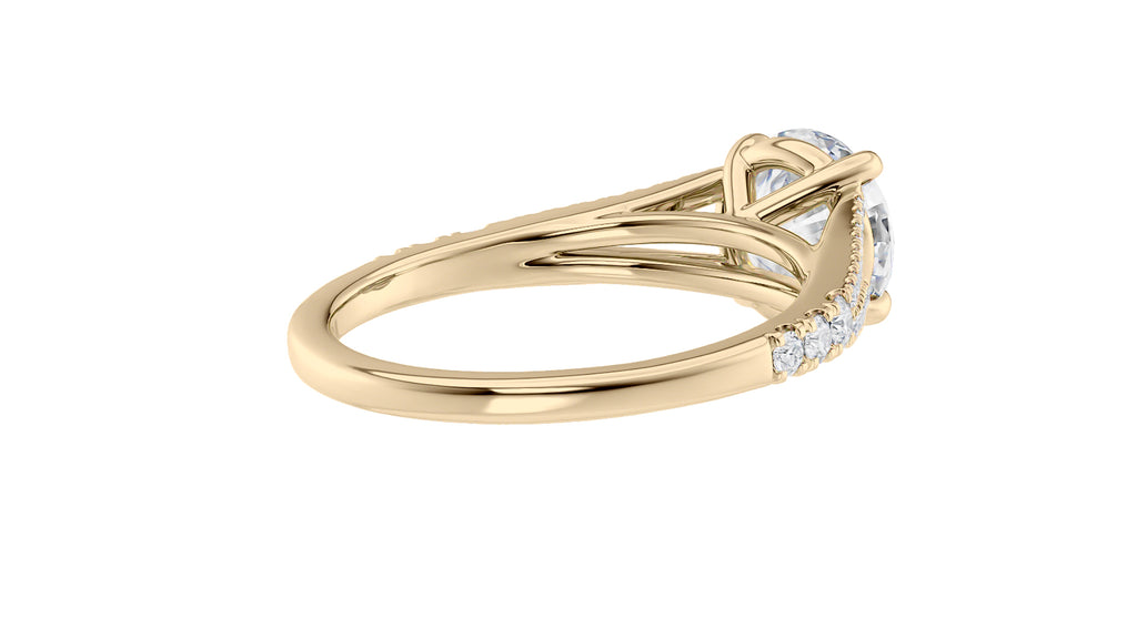 Round Solitaire Split Diamond Band Engagement Ring