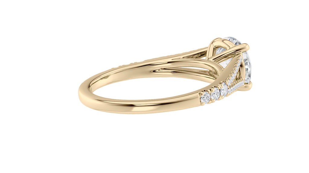 Round Solitaire Split Diamond Band Engagement Ring