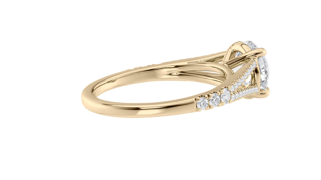 Round Solitaire Split Diamond Band Engagement Ring