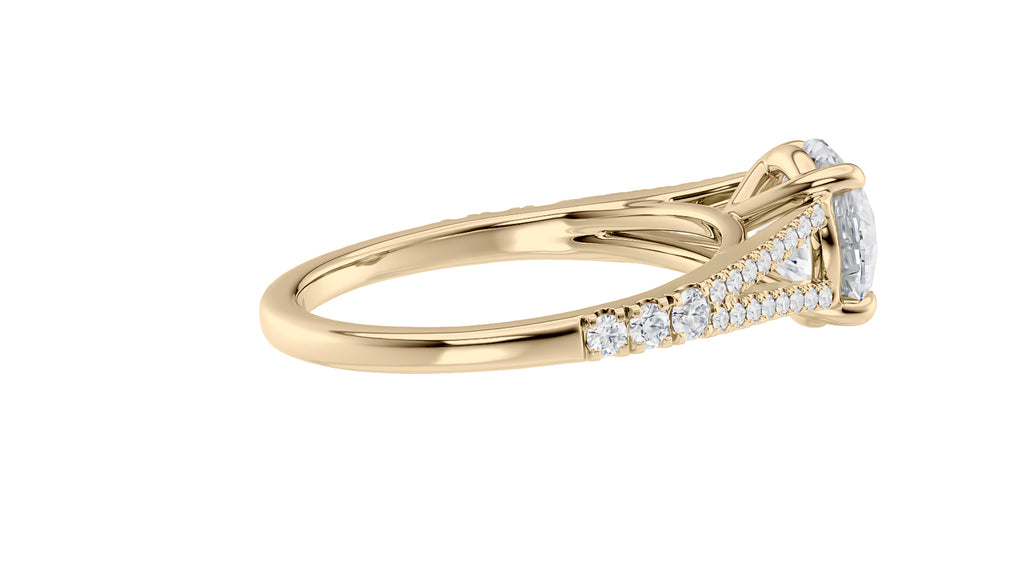 Round Solitaire Split Diamond Band Engagement Ring
