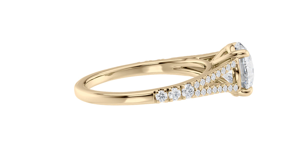 Round Solitaire Split Diamond Band Engagement Ring