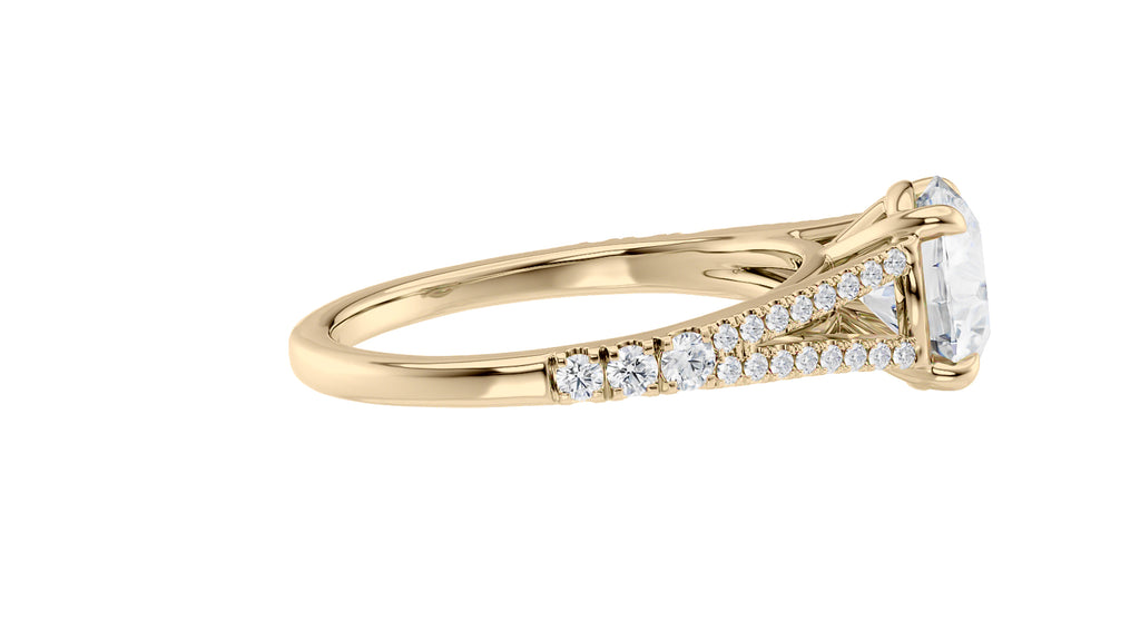 Round Solitaire Split Diamond Band Engagement Ring