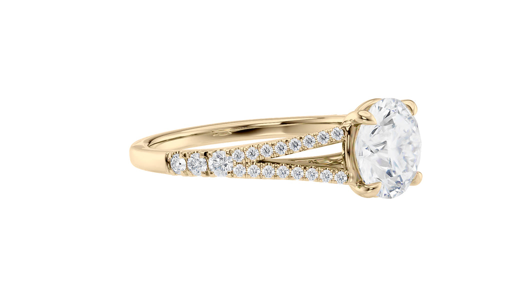 Round Solitaire Split Diamond Band Engagement Ring