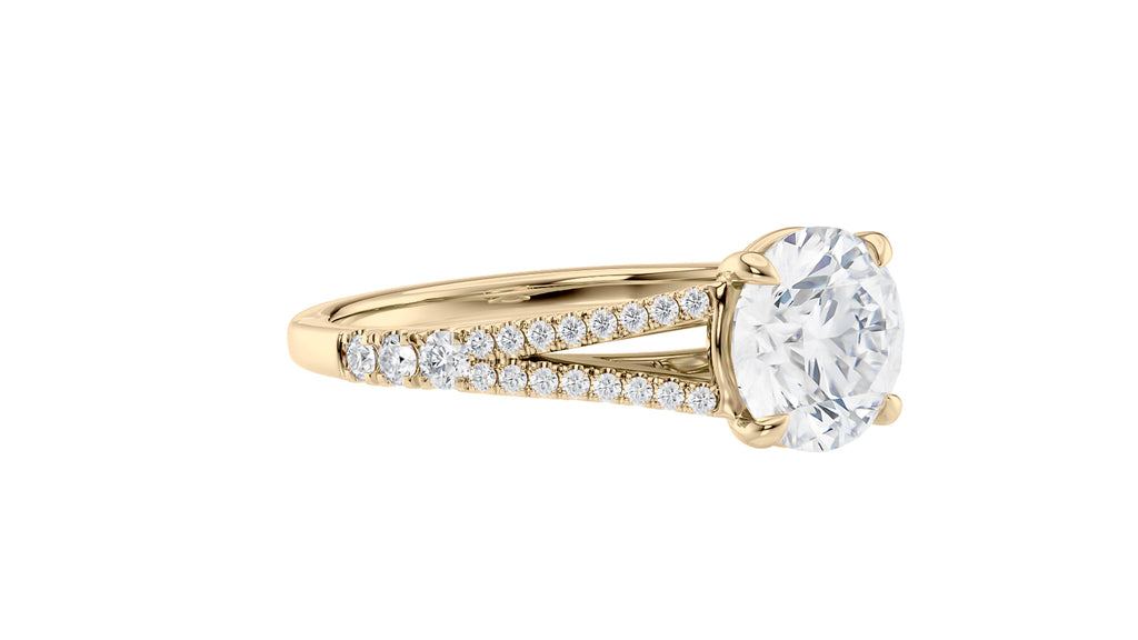 Round Solitaire Split Diamond Band Engagement Ring