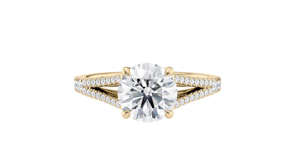 Round Solitaire Split Diamond Band Engagement Ring