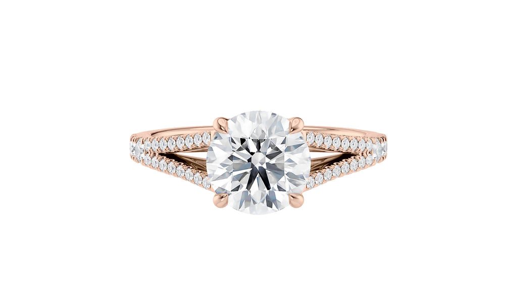 Round Solitaire Split Diamond Band Engagement Ring