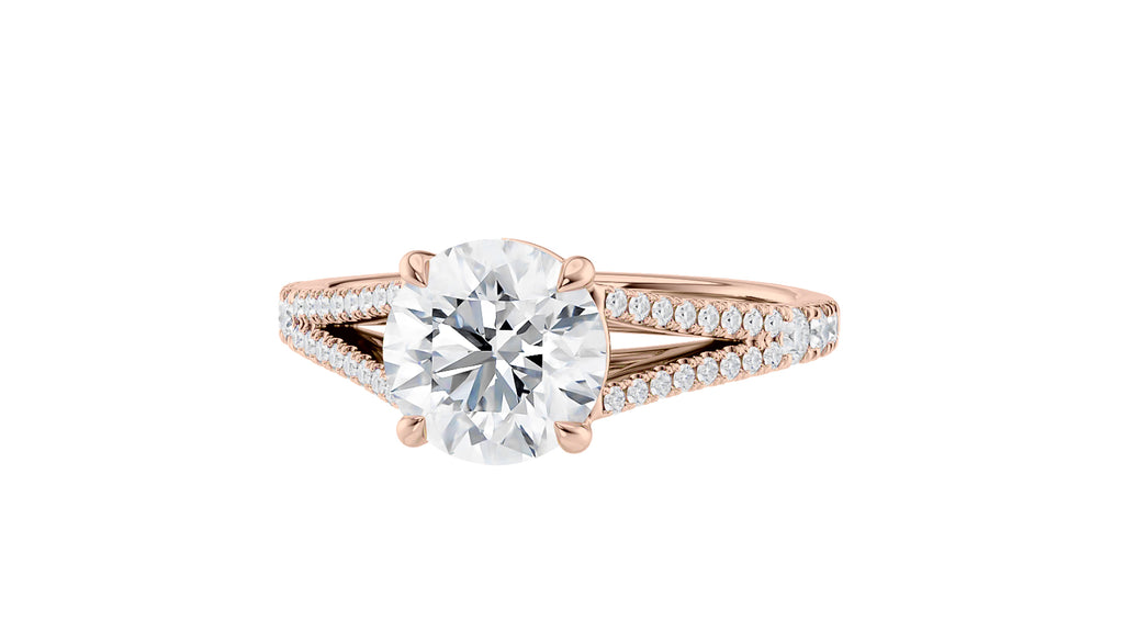 Round Solitaire Split Diamond Band Engagement Ring