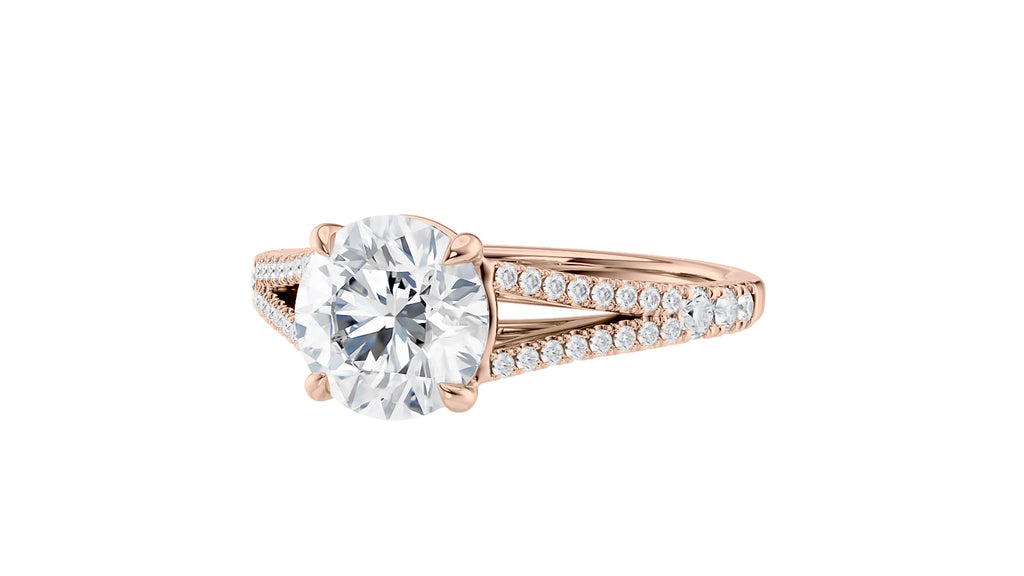 Round Solitaire Split Diamond Band Engagement Ring