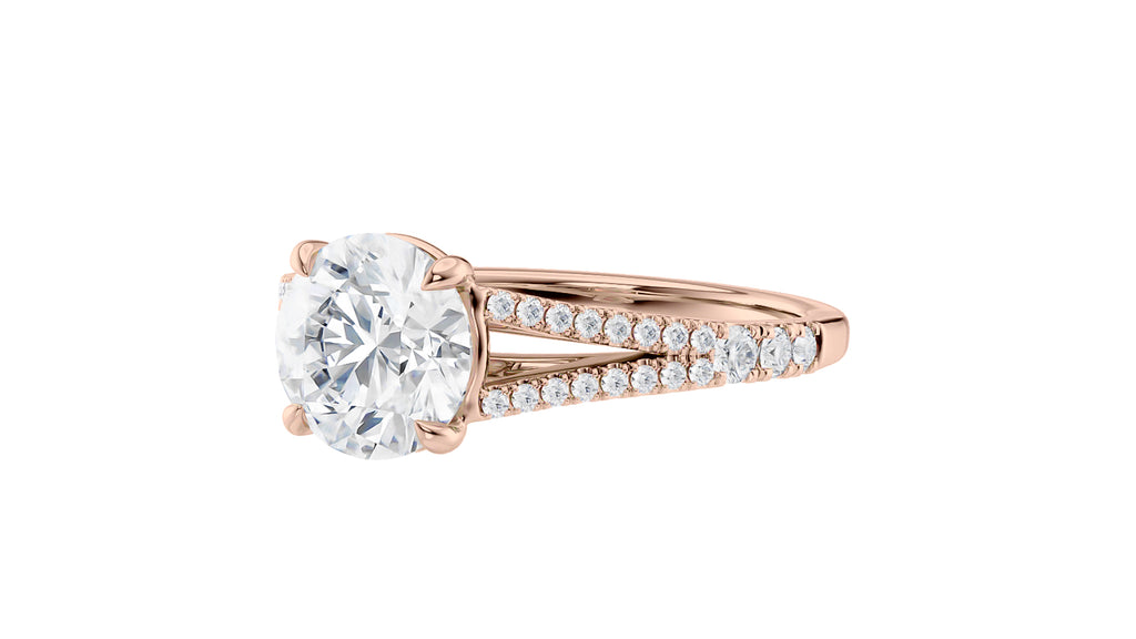 Round Solitaire Split Diamond Band Engagement Ring