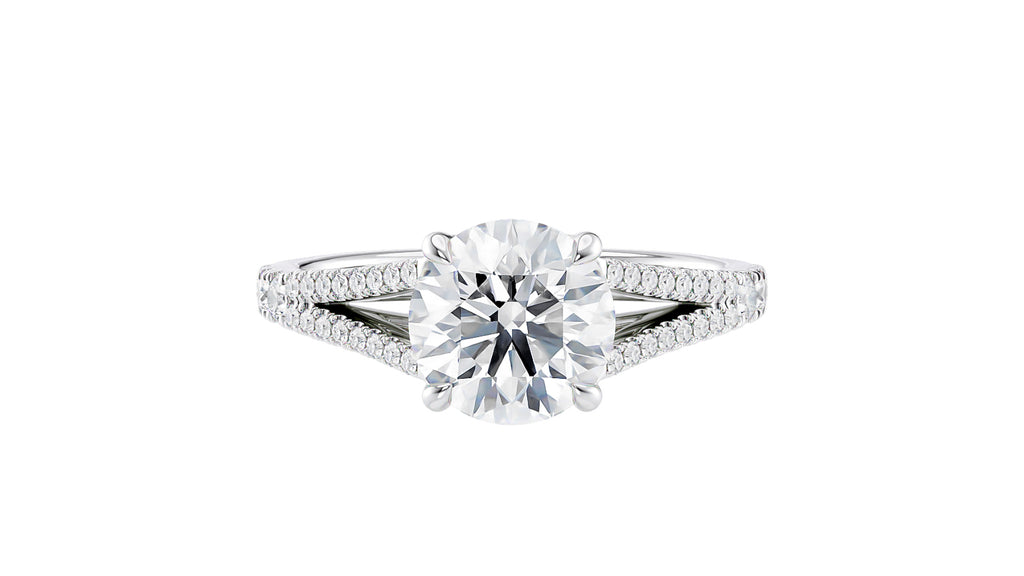 Round Solitaire Split Diamond Band Engagement Ring