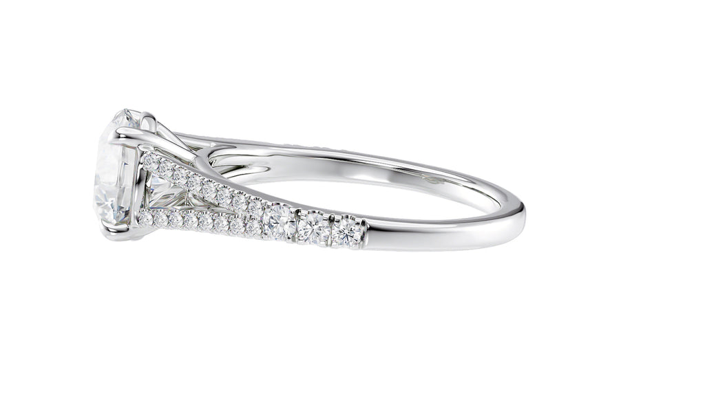 Round Solitaire Split Diamond Band Engagement Ring