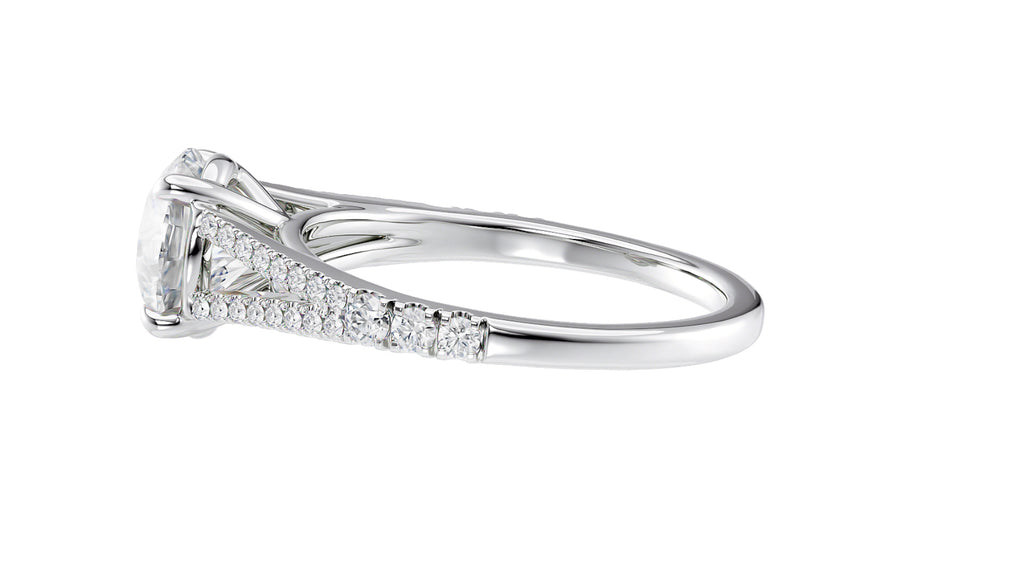 Round Solitaire Split Diamond Band Engagement Ring