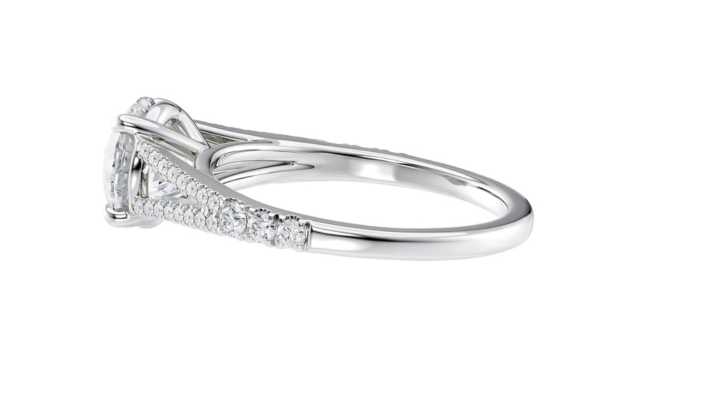 Round Solitaire Split Diamond Band Engagement Ring