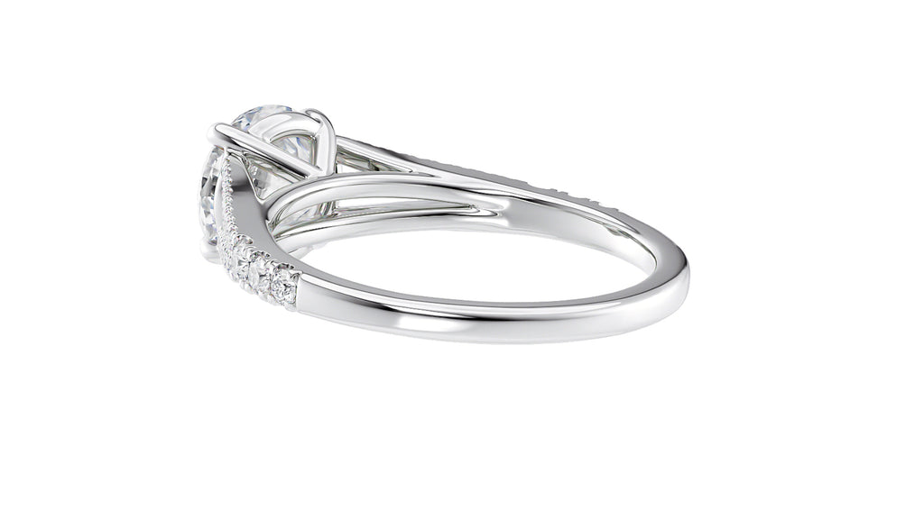 Round Solitaire Split Diamond Band Engagement Ring