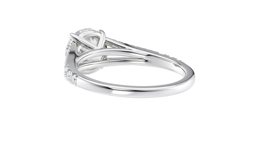 Round Solitaire Split Diamond Band Engagement Ring