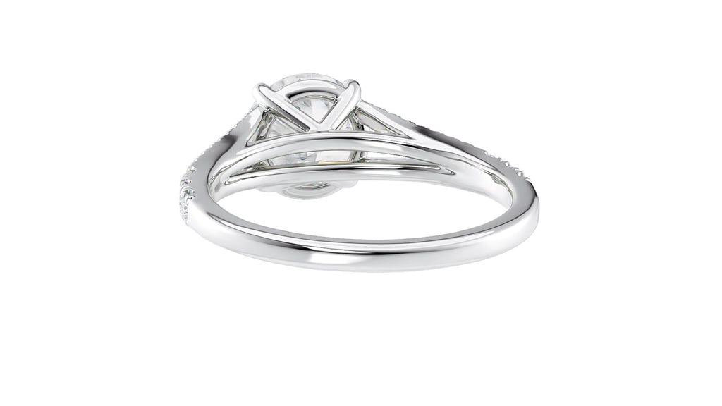 Round Solitaire Split Diamond Band Engagement Ring