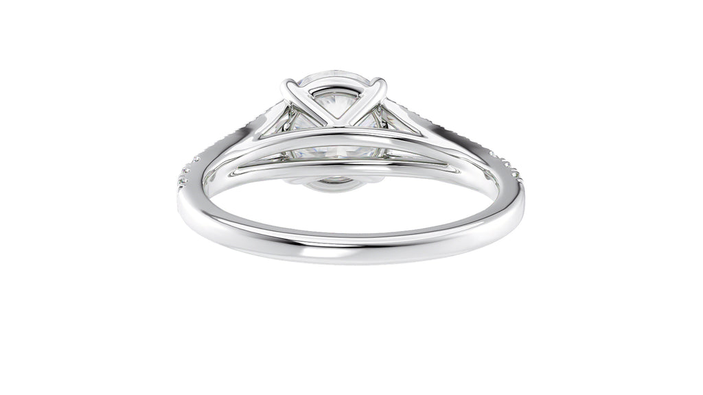 Round Solitaire Split Diamond Band Engagement Ring