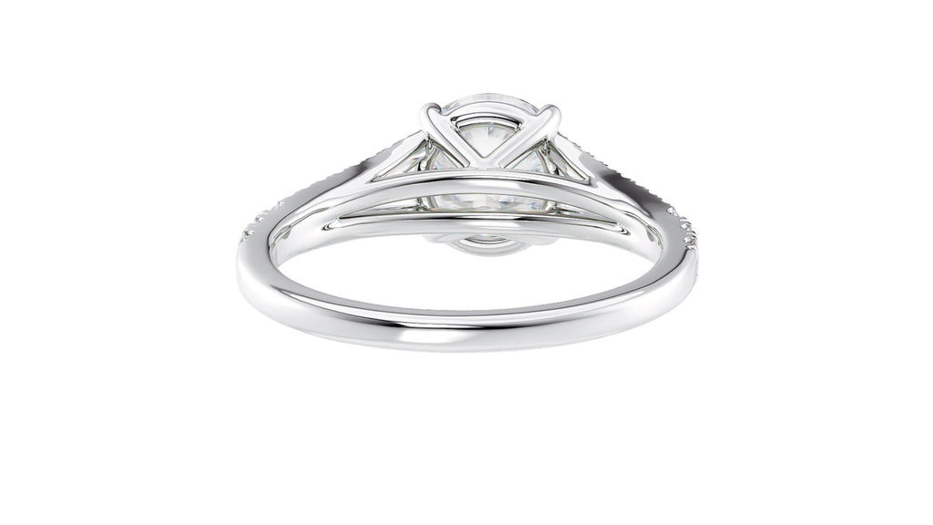 Round Solitaire Split Diamond Band Engagement Ring