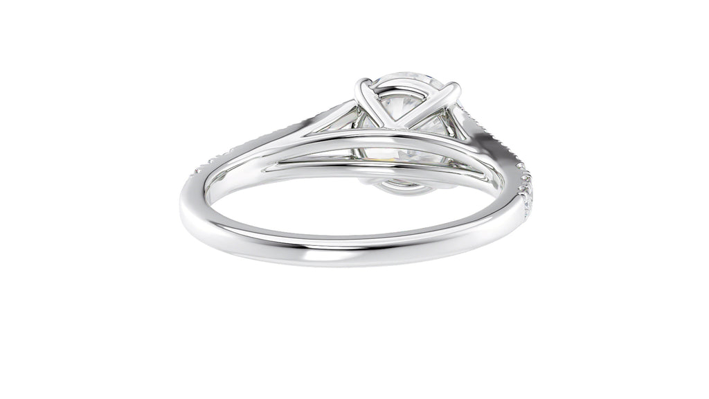 Round Solitaire Split Diamond Band Engagement Ring