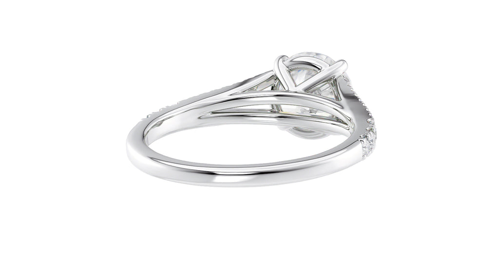 Round Solitaire Split Diamond Band Engagement Ring