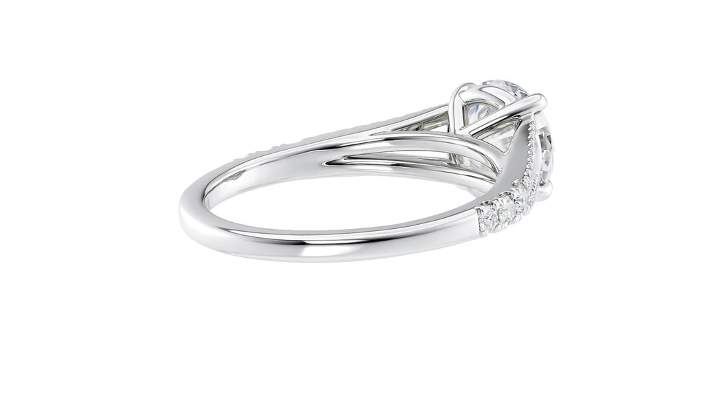 Round Solitaire Split Diamond Band Engagement Ring