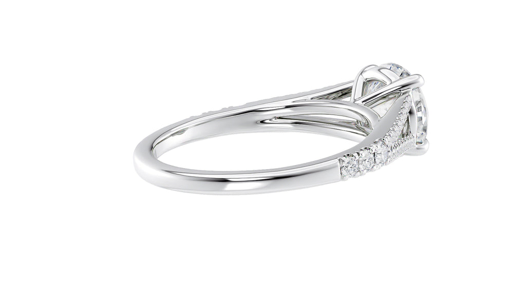 Round Solitaire Split Diamond Band Engagement Ring