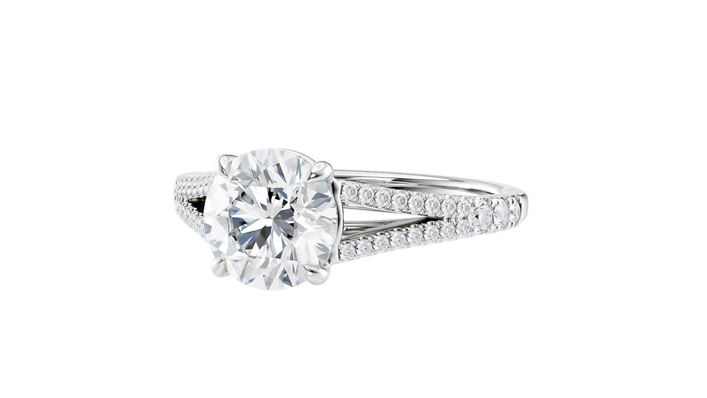 Round Solitaire Split Diamond Band Engagement Ring