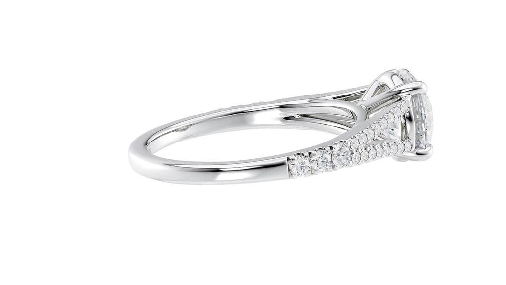 Round Solitaire Split Diamond Band Engagement Ring