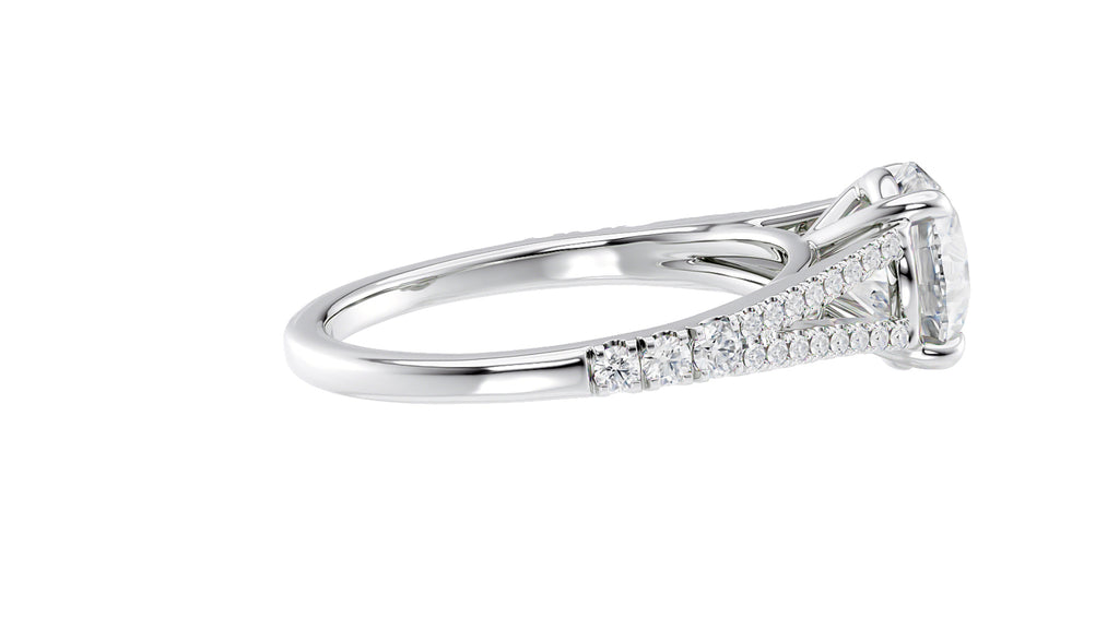 Round Solitaire Split Diamond Band Engagement Ring