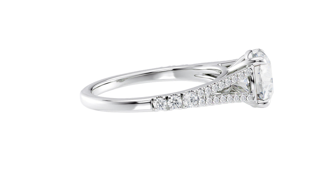 Round Solitaire Split Diamond Band Engagement Ring