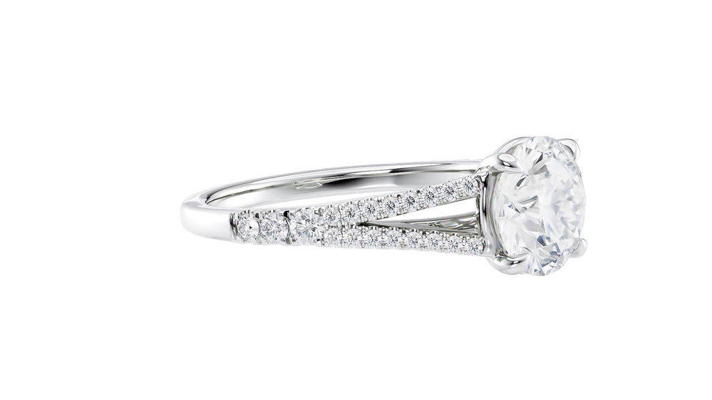 Round Solitaire Split Diamond Band Engagement Ring
