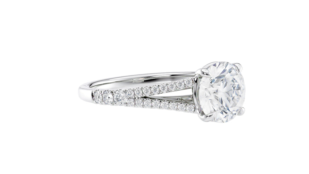 Round Solitaire Split Diamond Band Engagement Ring