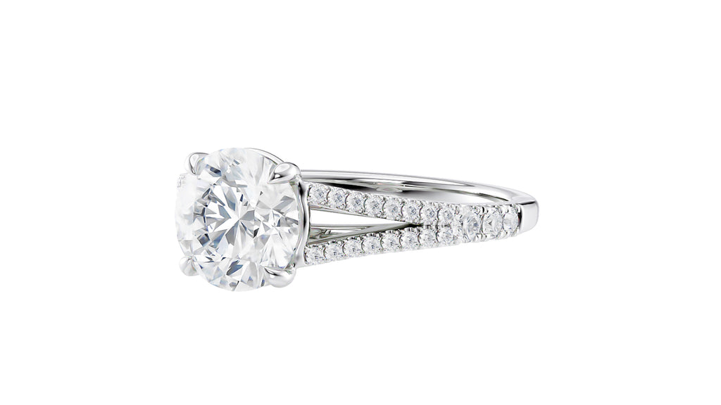 Round Solitaire Split Diamond Band Engagement Ring
