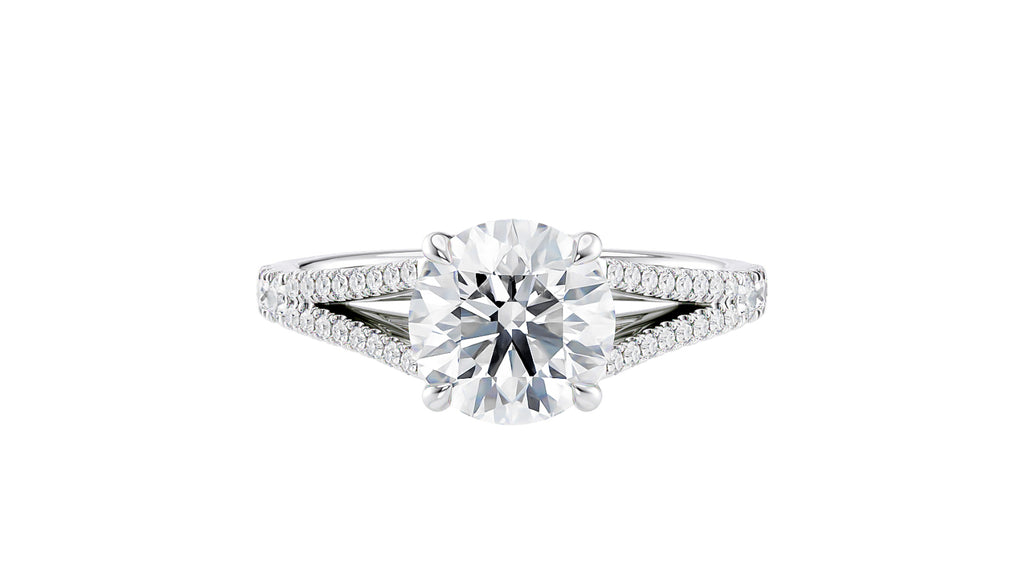 Round Solitaire Split Diamond Band Engagement Ring